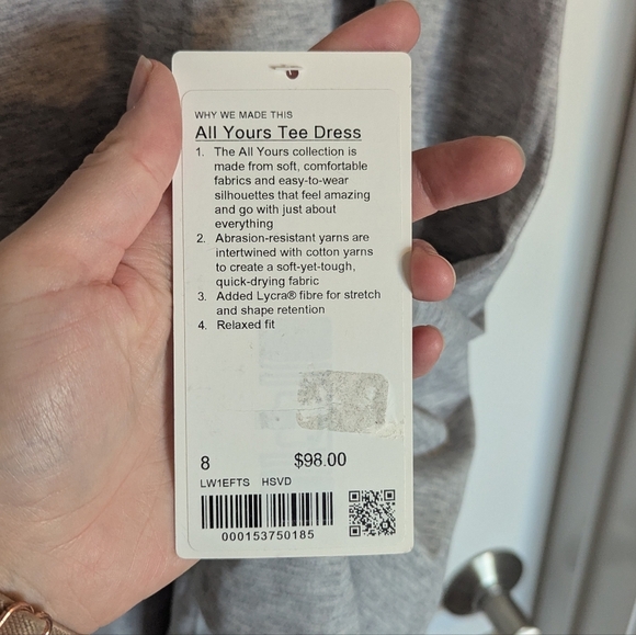 Lululemon All Yours Tee Dress - Heathered Silver Drop Grey sz 8 - Picture 4 of 6